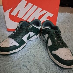Nike Green and White Dunks